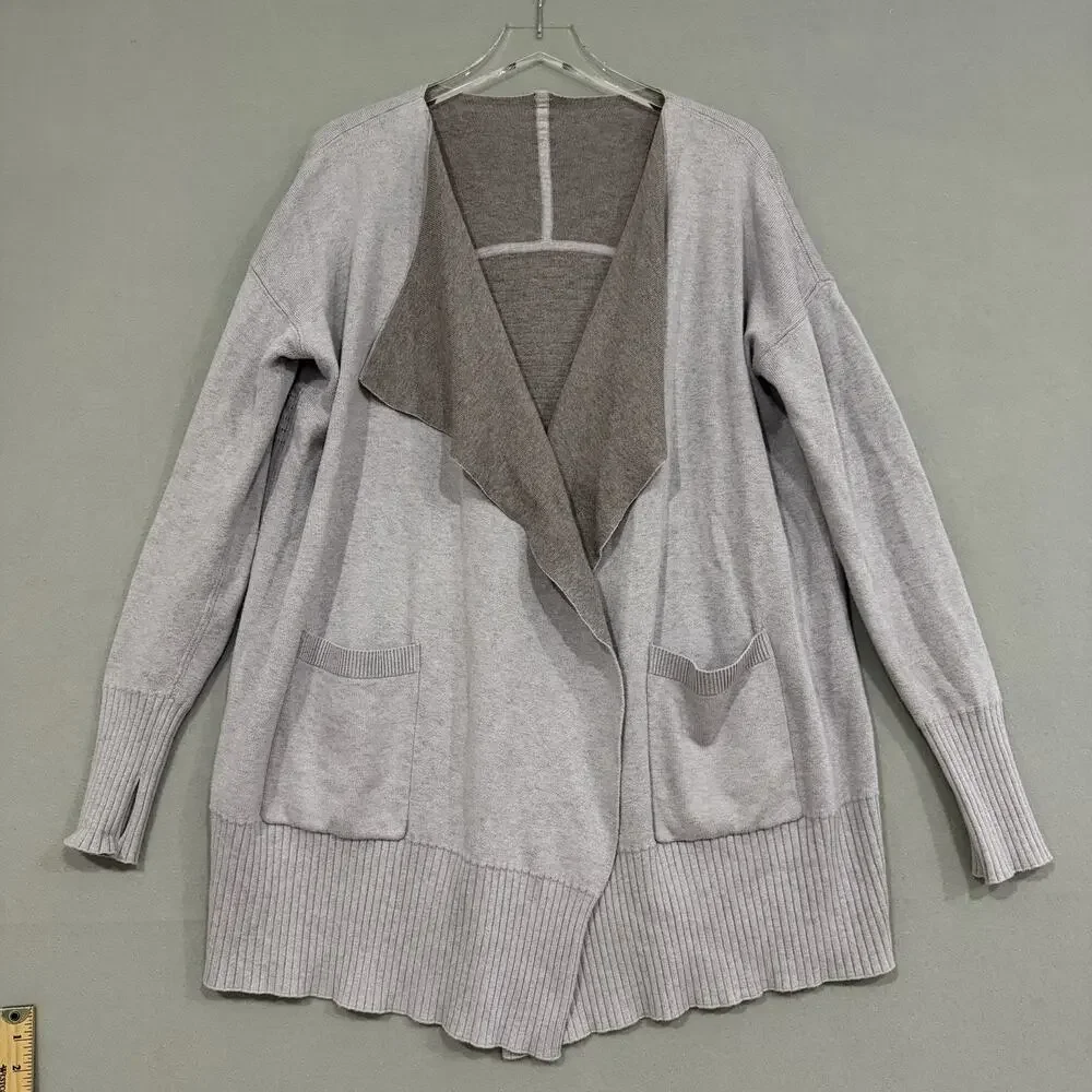 Lululemon Still Lotus Wrap Reversible Cardigan Size 12 Heather Lilac/Mulberry